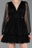 Short Black Dantelle Cocktail Dress ABK2623