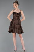Short Brown Satin Cocktail Dress ABK2624