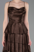 Short Brown Satin Cocktail Dress ABK2624