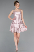 Short Powder Color Satin Cocktail Dress ABK2624