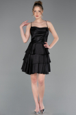 Short Black Satin Cocktail Dress ABK2624