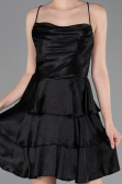 Short Black Satin Cocktail Dress ABK2624