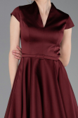 Midi Burgundy Satin Cocktail Dress ABK2626