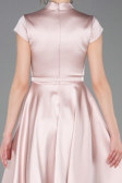 Midi Powder Color Satin Cocktail Dress ABK2626