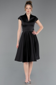 Midi Black Satin Cocktail Dress ABK2626