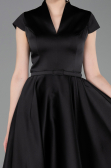 Midi Black Satin Cocktail Dress ABK2626