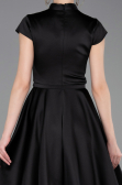 Midi Black Satin Cocktail Dress ABK2626