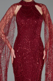 Long Burgundy Beaded Evening Dress ABU6154