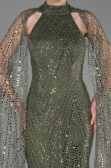 Long Olive Drab Beaded Evening Dress ABU6154