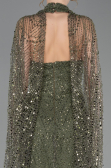 Long Olive Drab Beaded Evening Dress ABU6154