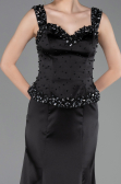 Long Black Satin Mermaid Prom Dress ABU6155