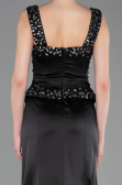 Long Black Satin Mermaid Prom Dress ABU6155