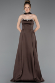 Long Brown Satin Evening Dress ABU6156