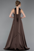 Long Brown Satin Evening Dress ABU6156
