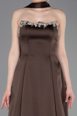 Long Brown Satin Evening Dress ABU6156
