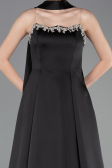 Long Black Satin Evening Dress ABU6156