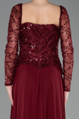 Long Burgundy Chiffon Evening Dress ABU6157