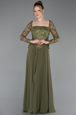 Long Olive Drab Chiffon Evening Dress ABU6157