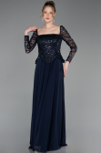 Long Navy Blue Chiffon Evening Dress ABU6157