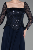 Long Navy Blue Chiffon Evening Dress ABU6157