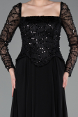 Long Black Chiffon Evening Dress ABU6157