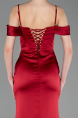 Long Burgundy Satin Prom Gown ABU6158