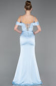 Long Light Blue Satin Prom Gown ABU6158