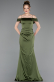 Long Olive Drab Satin Prom Gown ABU6158