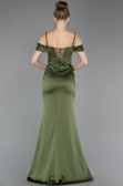 Long Olive Drab Satin Prom Gown ABU6158