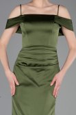 Long Olive Drab Satin Prom Gown ABU6158