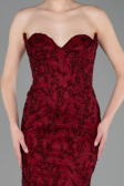 Long Burgundy Laced Evening Dress ABU6159