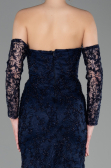 Long Navy Blue Laced Evening Dress ABU6159