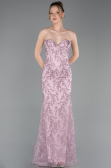 Long Powder Color Laced Evening Dress ABU6159