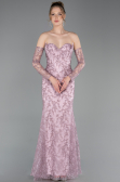 Long Powder Color Laced Evening Dress ABU6159