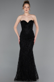 Long Black Laced Evening Dress ABU6159