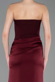 Long Burgundy Satin Prom Gown ABU6096