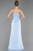 Long Light Blue Satin Prom Gown ABU6096