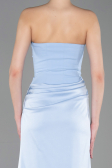 Long Light Blue Satin Prom Gown ABU6096