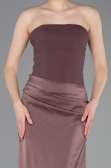 Long Brown Satin Prom Gown ABU6096