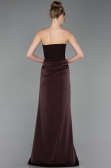Long Dark Brown Satin Prom Gown ABU6096