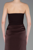 Long Dark Brown Satin Prom Gown ABU6096