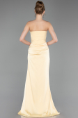 Long Yellow Satin Prom Gown ABU6096