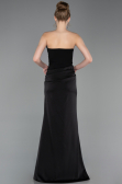 Long Black Satin Prom Gown ABU6096