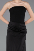 Long Black Satin Prom Gown ABU6096