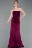 Long Cherry Colored Satin Prom Gown ABU6096