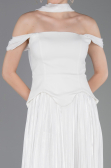 Midi White Chiffon Cocktail Dress ABK2619
