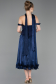 Midi Navy Blue Chiffon Cocktail Dress ABK2619