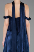 Midi Navy Blue Chiffon Cocktail Dress ABK2619