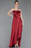 Long Burgundy Satin Prom Gown ABU6130