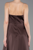 Long Brown Satin Prom Gown ABU6130